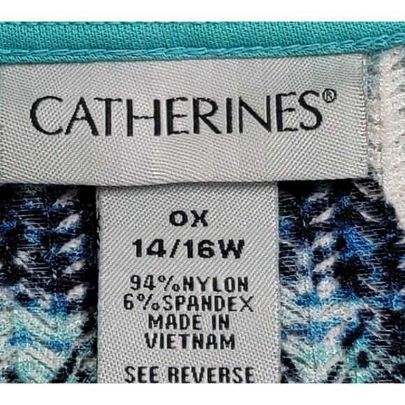 Catherines Blue Teal White Open Front Cardigan Sweater 14W 16W Plus Lightweight - Picture 4 of 5